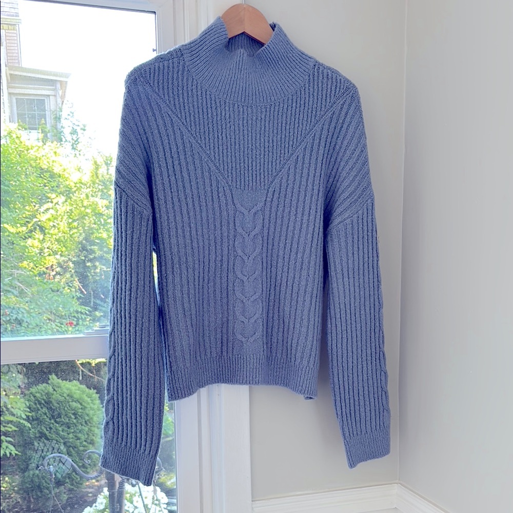 Women's Blue Turtleneck Sweater